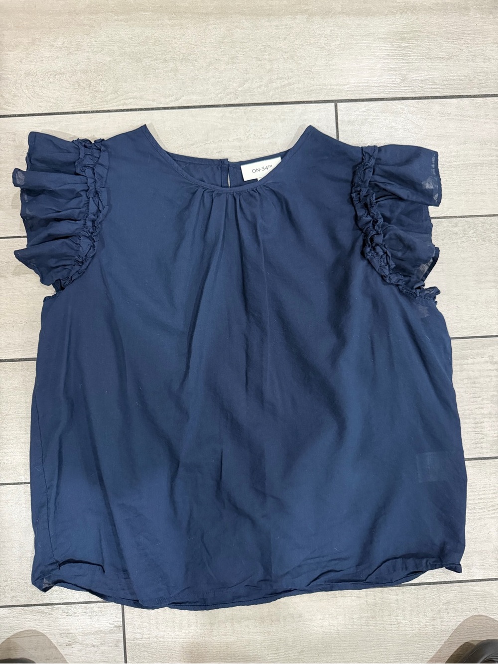 Girls' Ruffled Sleeve Top in Navy by OshKosh
